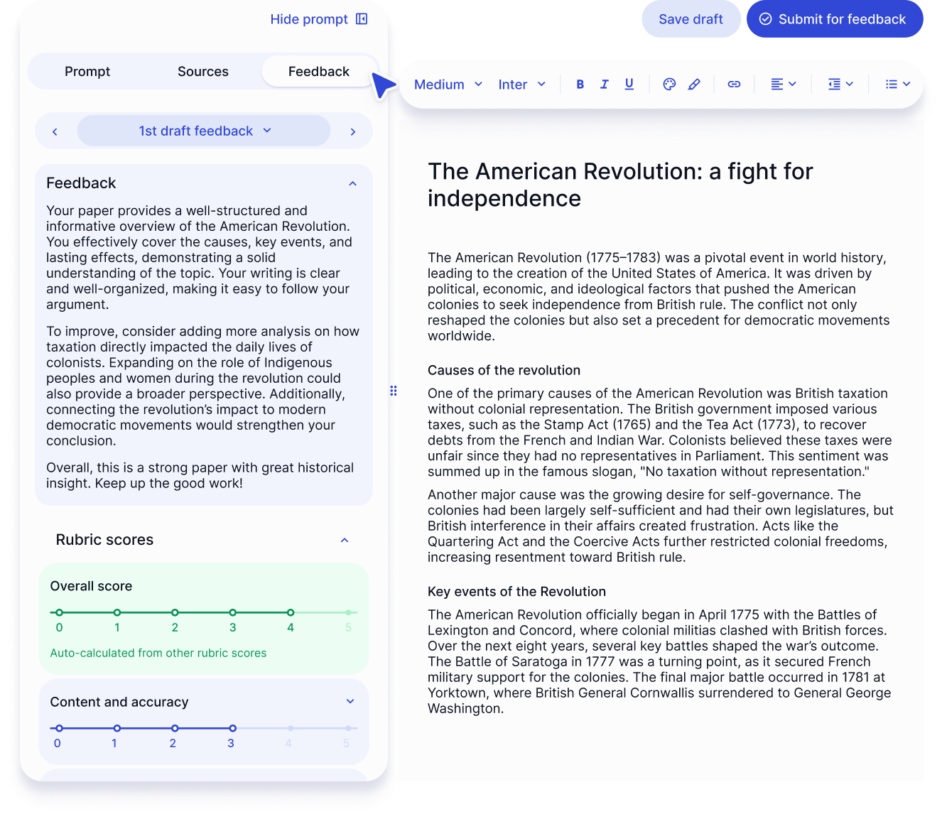 Immediate AI feedback